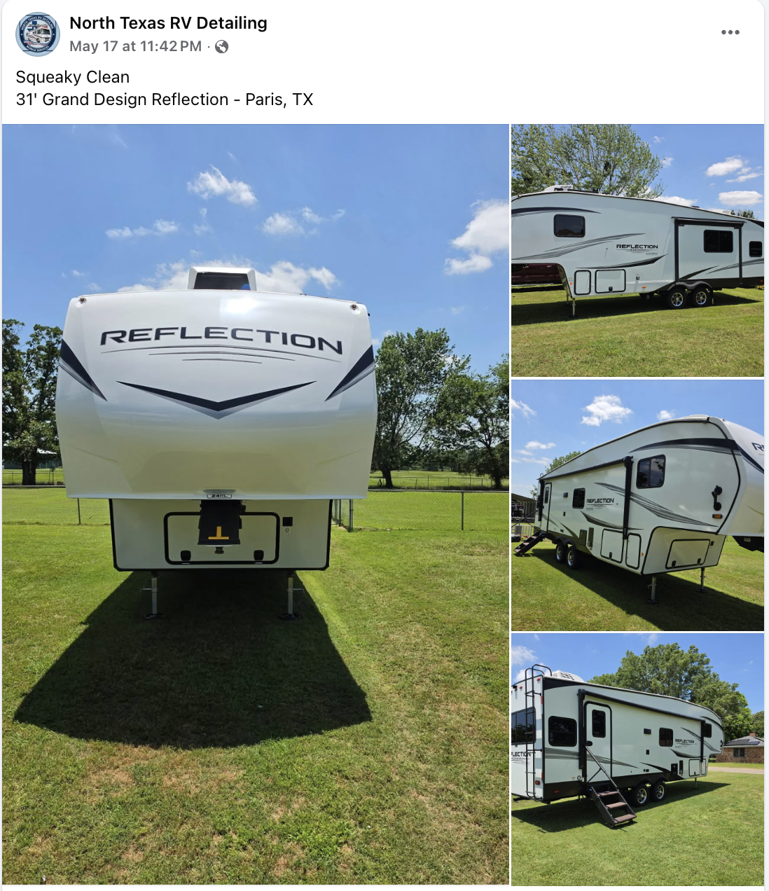 31 foot Grand Design Reflection cleaned